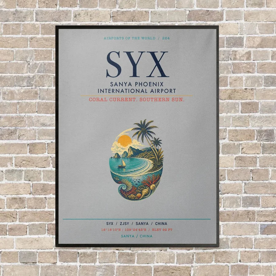 Sanya Phoenix International Airport SYX vertical canvas print - framed - light gray background