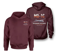 Thumbnail for MQ-1C Gray Eagle ER design on dark red double-side hoodie, double-side print