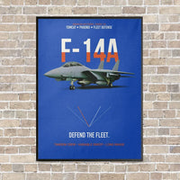 Thumbnail for F-14A Tomcat Defend The Fleet vertical canvas print - framed - blue background