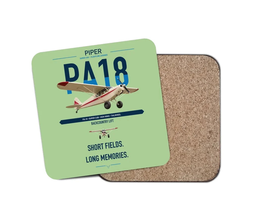 Piper PA-18 Super Cub design on light green 1 piece coaster