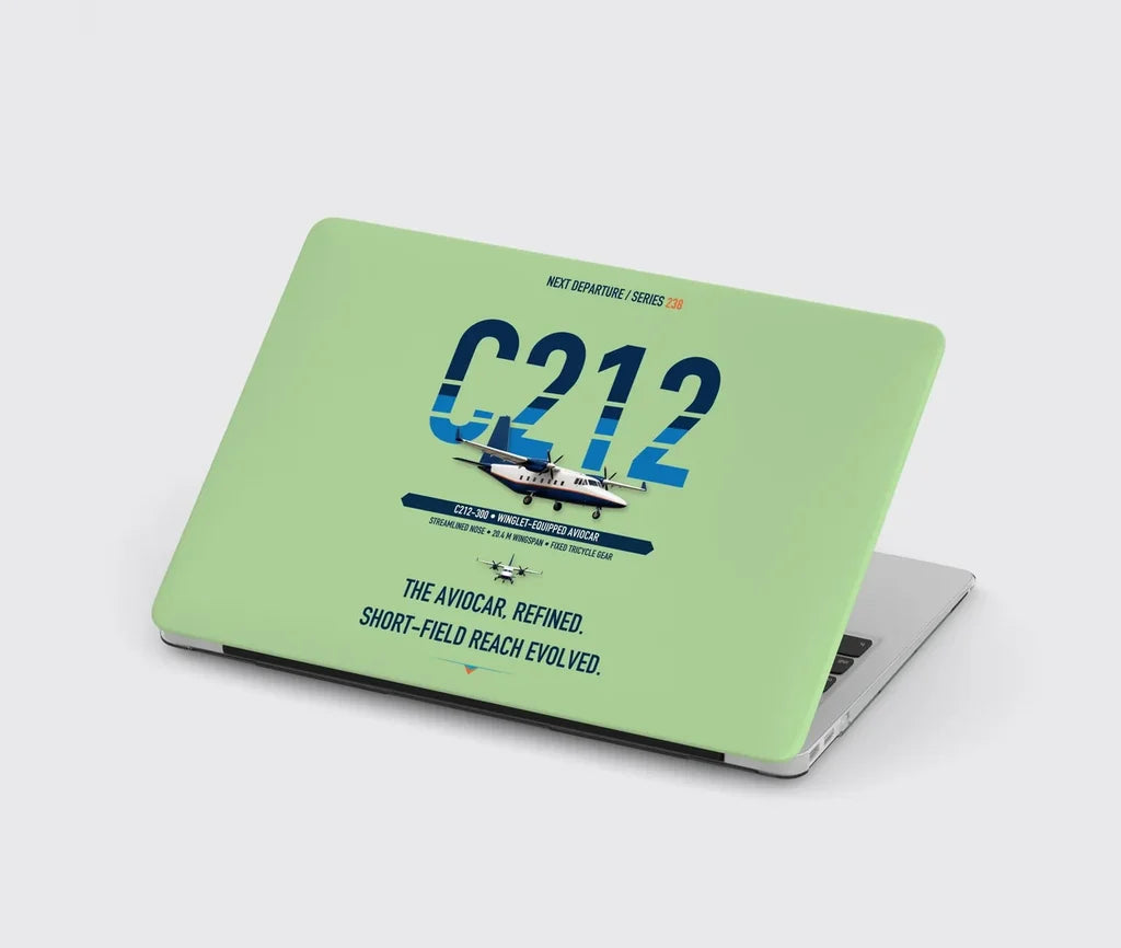 CASA C-212-300 Aviocar design on light green MacBook case
