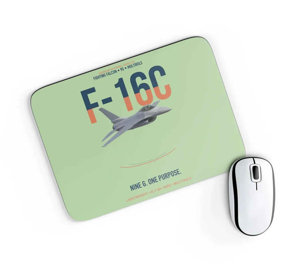 F-16C Fighting Falcon Nine G One Purpose design on light green rectangle mouse pad