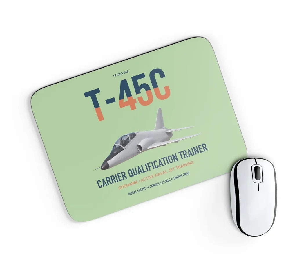 T-45C Goshawk design on light green rectangle mouse pad