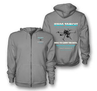 Thumbnail for Inspired Flight IF800 Tomcat design on gray zipped hoodie