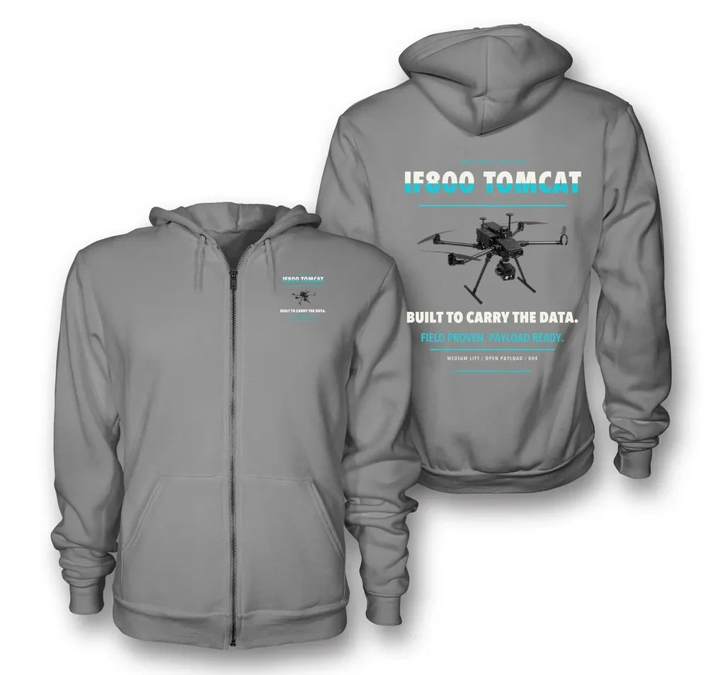 Inspired Flight IF800 Tomcat design on gray zipped hoodie