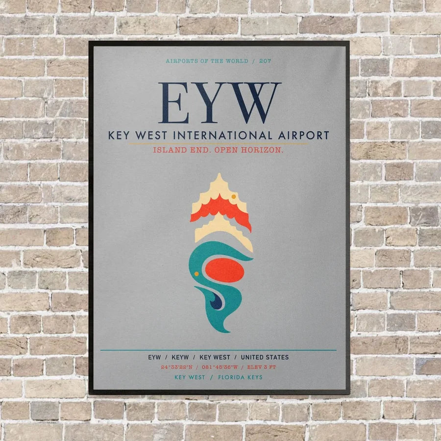 Key West International Airport EYW vertical canvas print - framed - light gray background