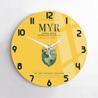 Thumbnail for Myrtle Beach International Airport (MYR) design on yellow no frame wall clock