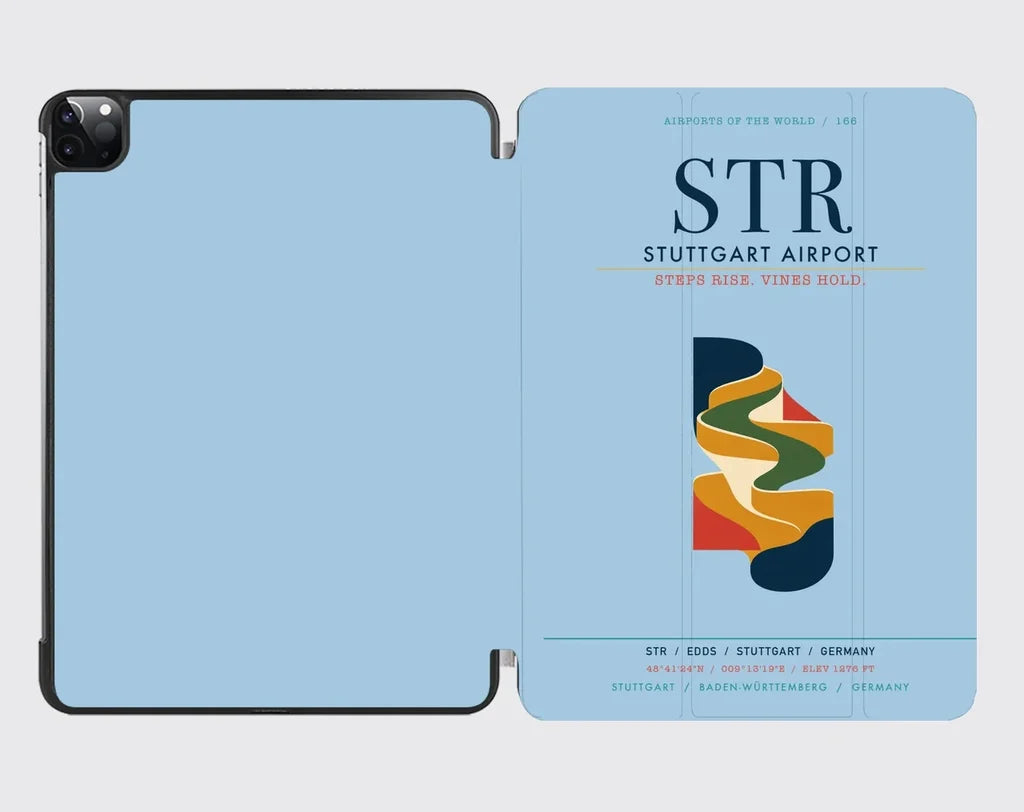 Stuttgart Airport (STR) design on light blue ipad tablet case