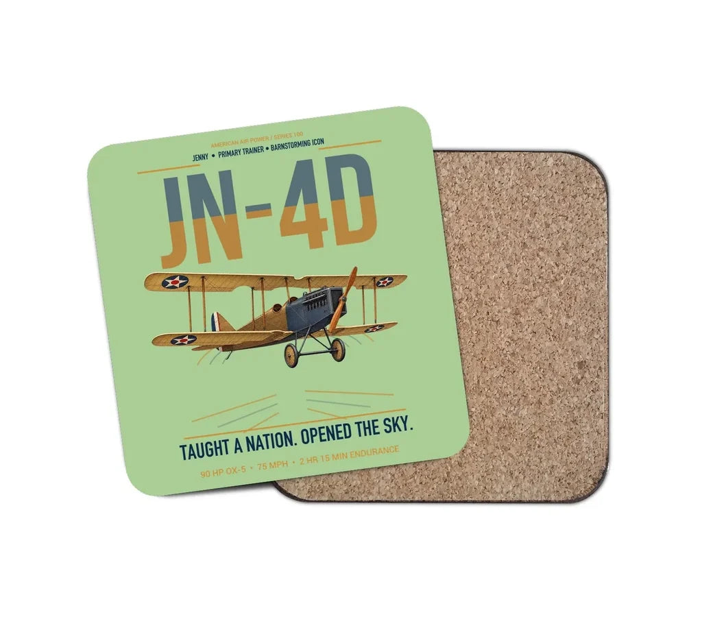 Curtiss JN-4D Jenny design on light green 1 piece coaster