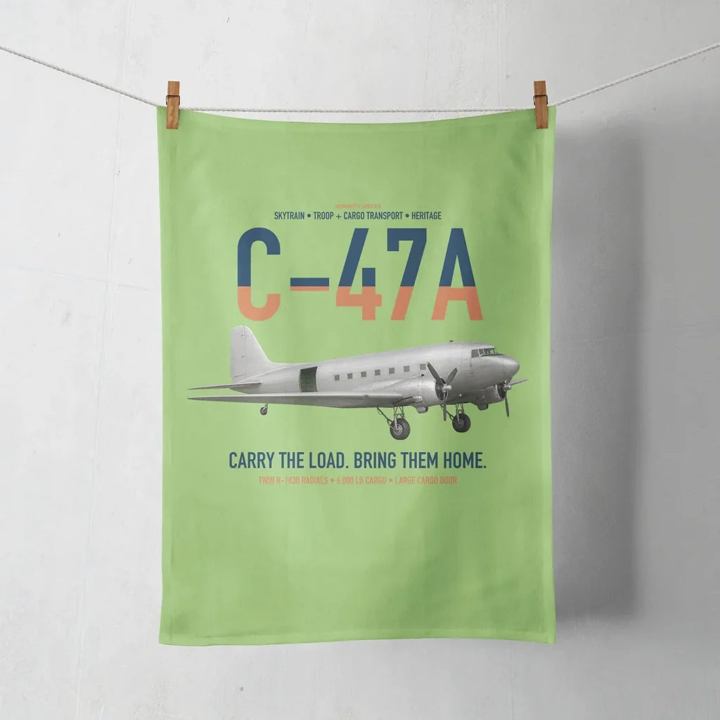 C-47A Skytrain design on light green towel