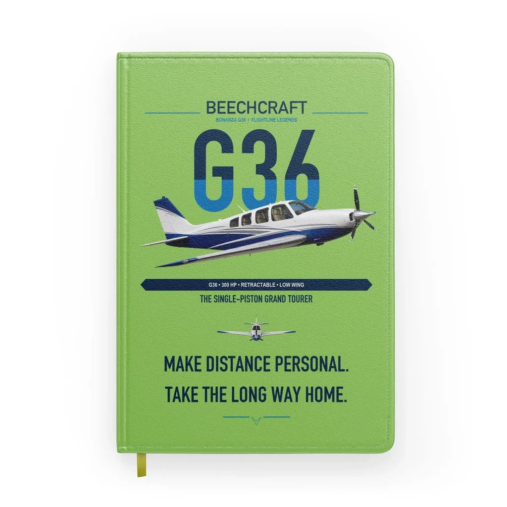 Beechcraft Bonanza G36 design on light green notebook