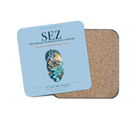 Thumbnail for Seychelles International Airport (SEZ) design on light blue 1 piece coaster