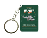 Thumbnail for PZL-Świdnik W-3WA Sokół design on dark green designed key chain, double-side print