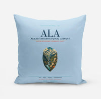 Thumbnail for Almaty International Airport (ALA) design on light blue pillow