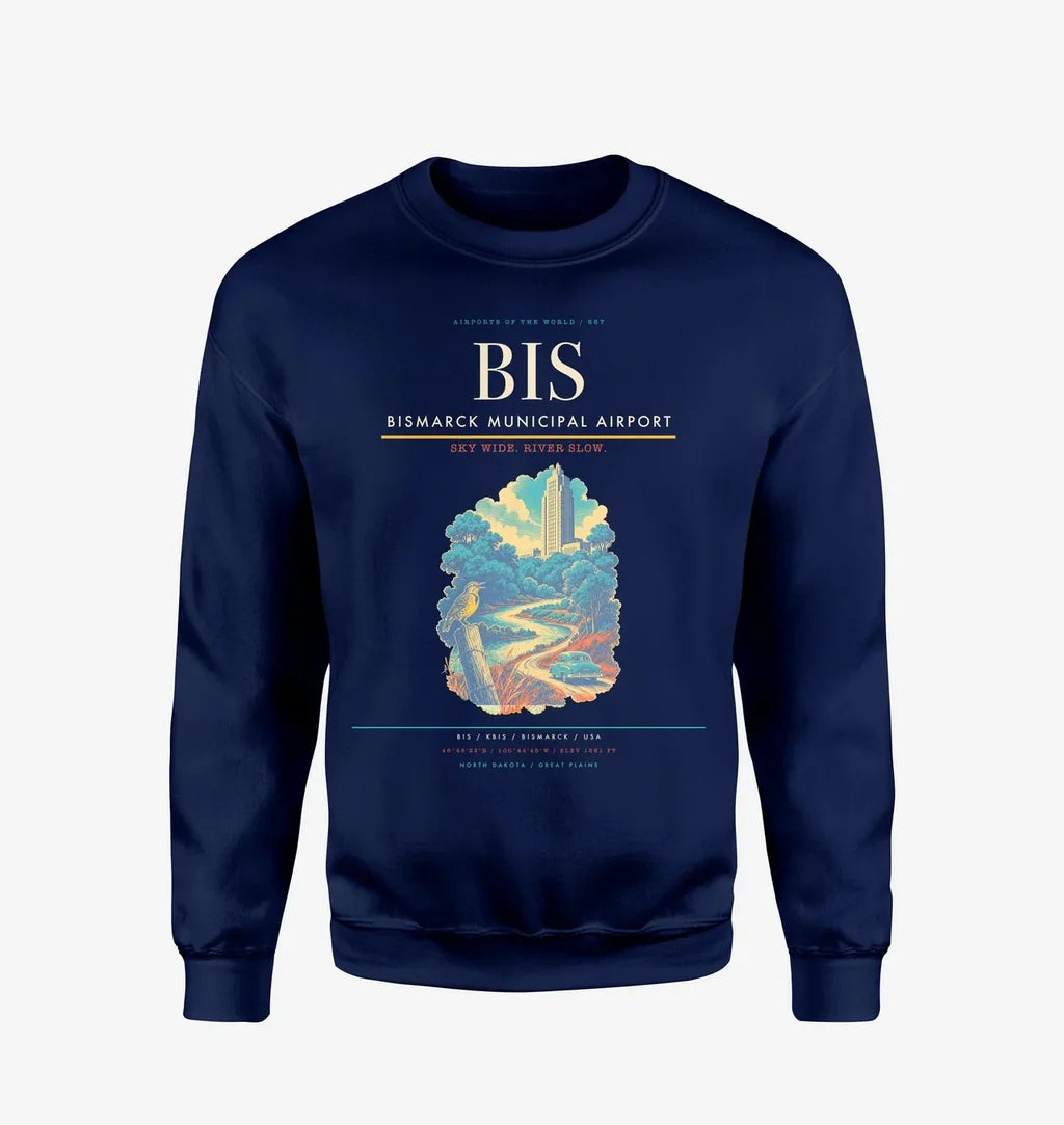 Bismarck Municipal Airport BIS Sweatshirt - Navy Blue
