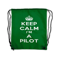 Thumbnail for Keep Calm I'm A Pilot Drawstring Bag - view 4