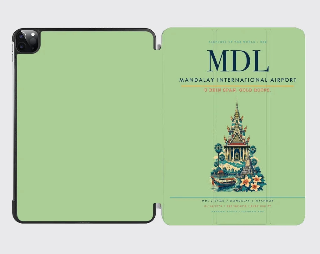 Mandalay International Airport (MDL) design on light green ipad tablet case