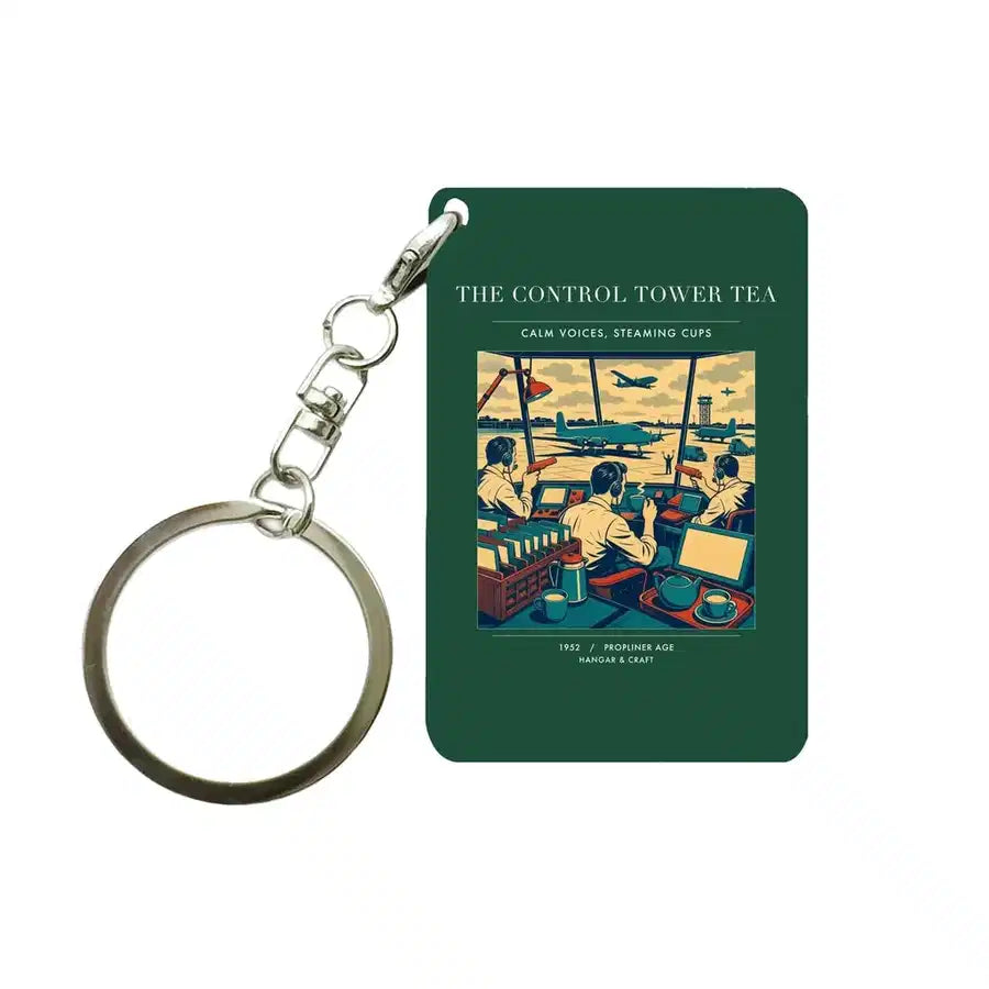 VINTAGE G4375 - The Control Tower Tea - Designed Key Chain design on darkgreen