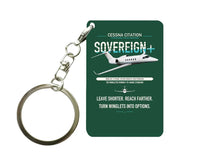Thumbnail for Cessna Citation Sovereign+ design on dark green designed key chain, double-side print