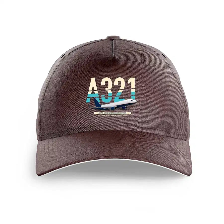 Airbus A321P2F design on brown printed hat