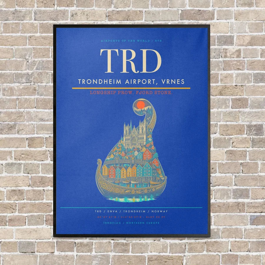 Trondheim Airport, Vrnes TRD - Canvas Framed - Blue