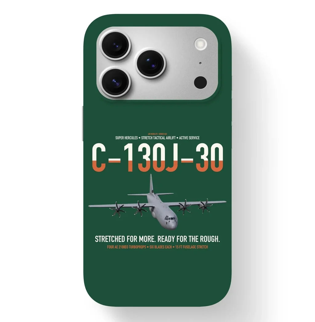 C-130J-30 Super Hercules design on dark green magsafe iphone case, for iPhone 17 Pro