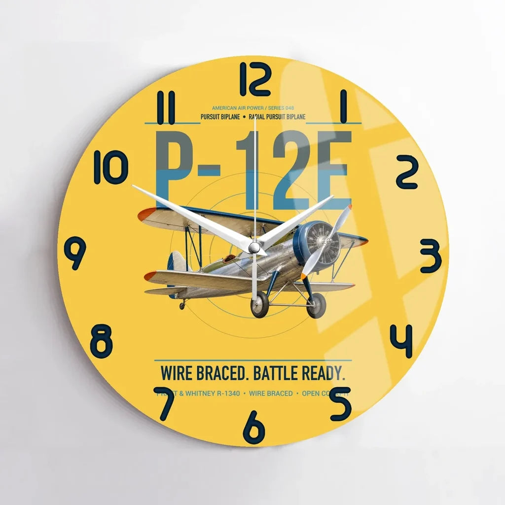 Boeing P-12E design on yellow no frame wall clock
