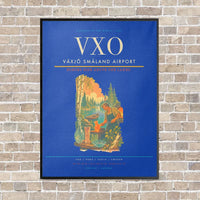 Thumbnail for Växjö Småland Airport VXO vertical canvas print - framed - blue background
