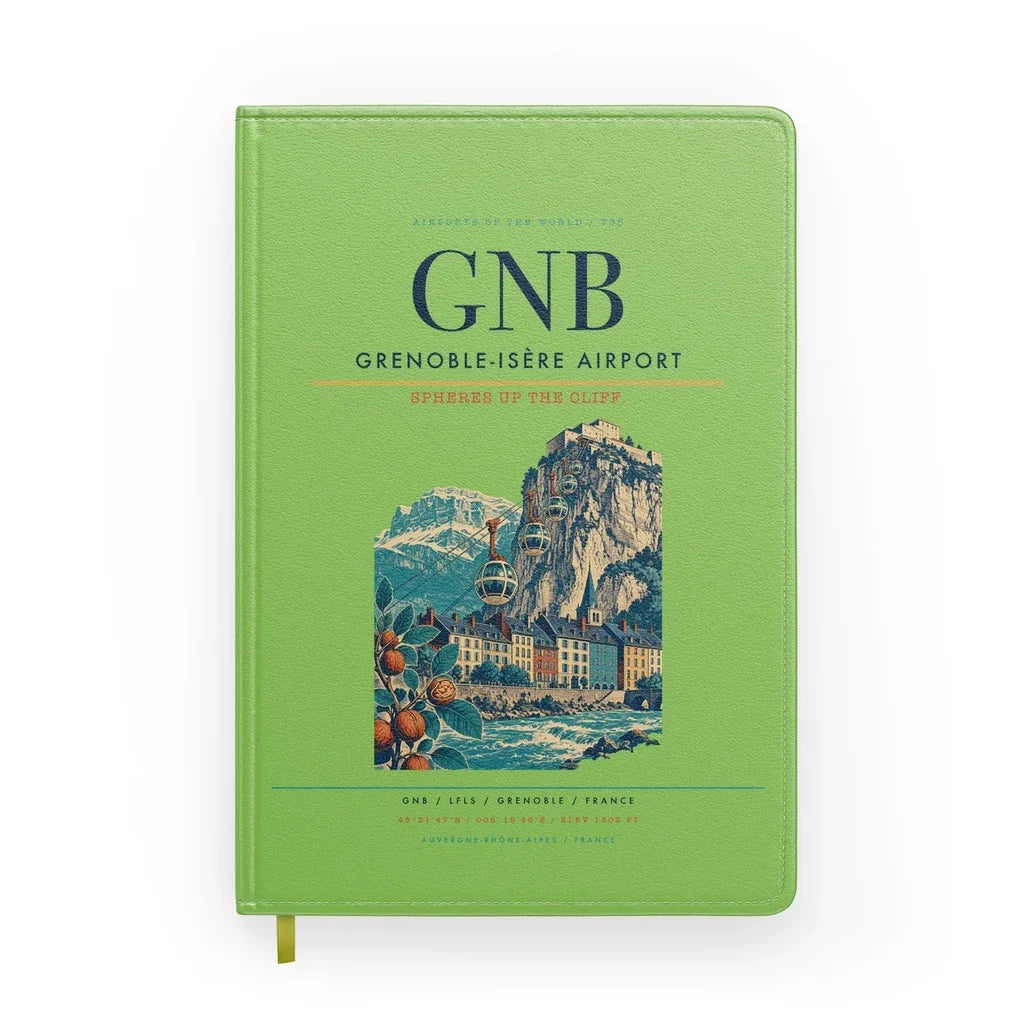 Grenoble-Isère Airport (GNB) design on light green notebook