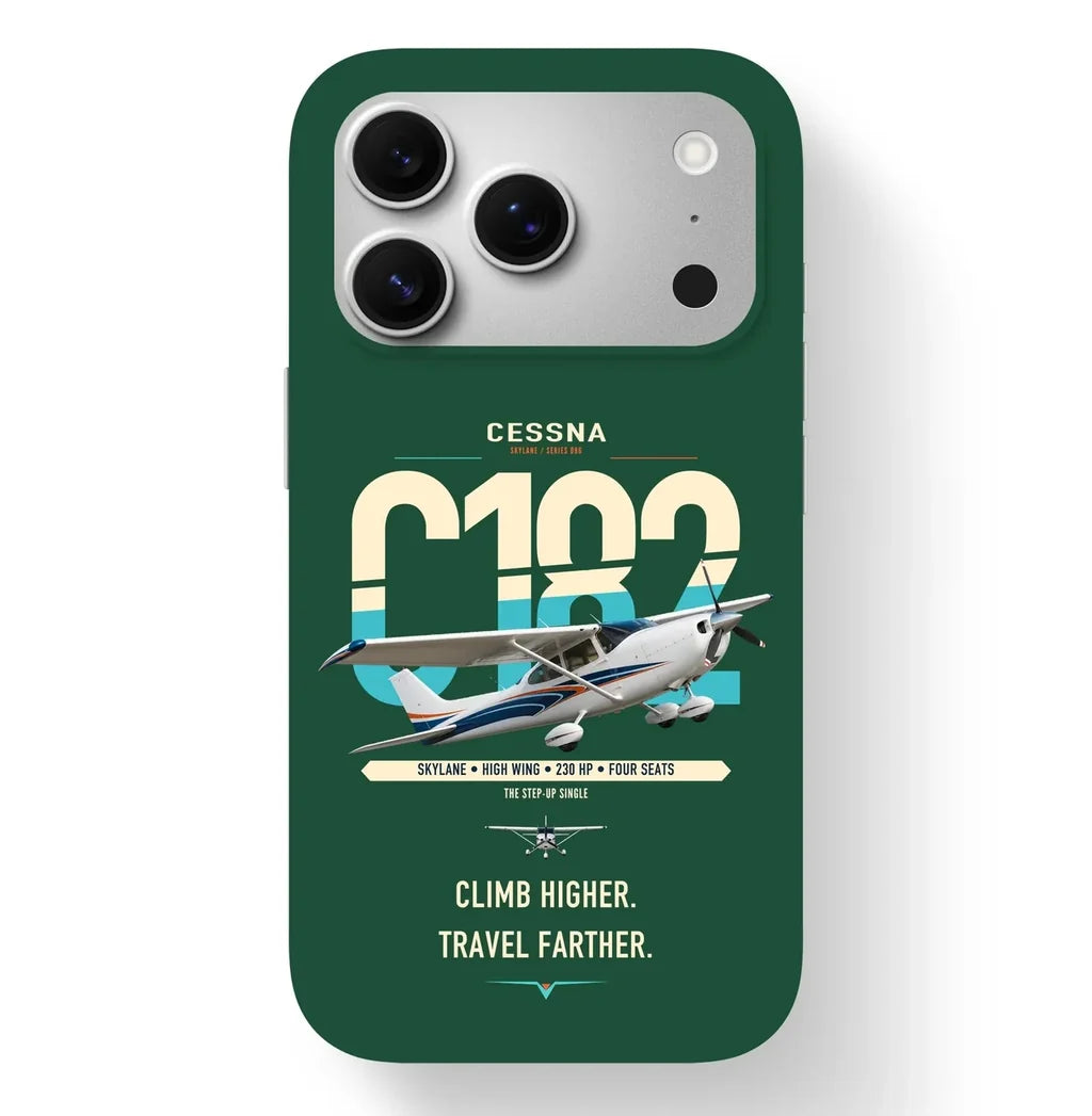 Cessna 182 Skylane design on dark green magsafe iphone case, for iPhone 17 Pro