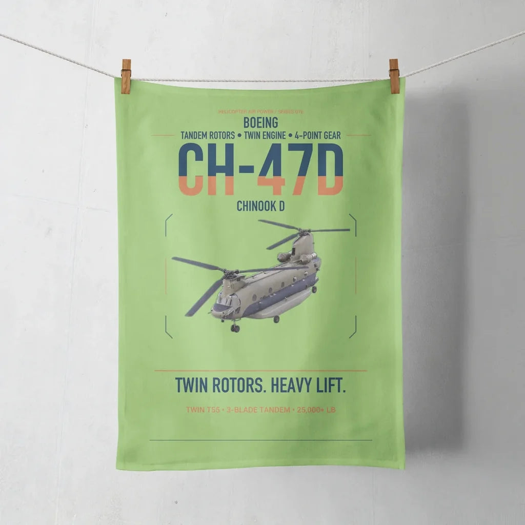Boeing CH-47D design on light green towel