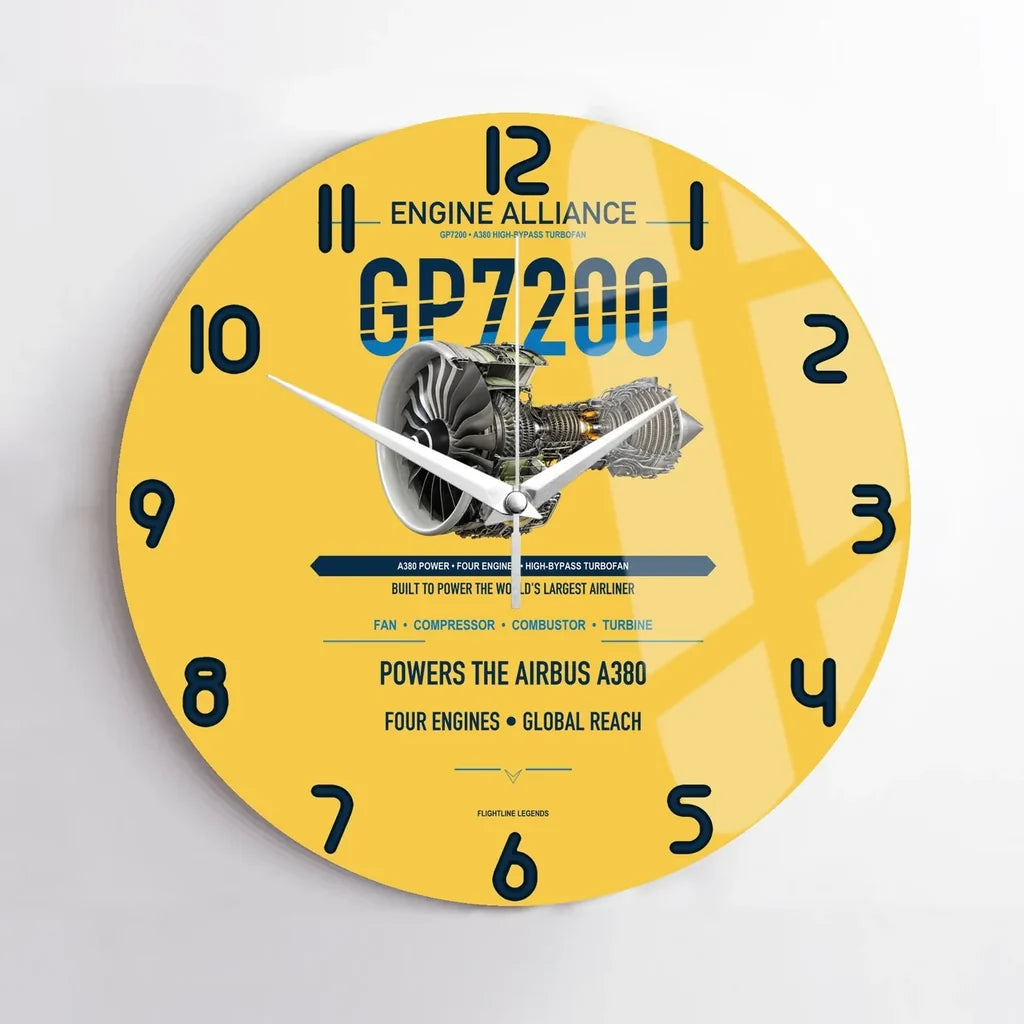 GP7200 design on yellow no frame wall clock