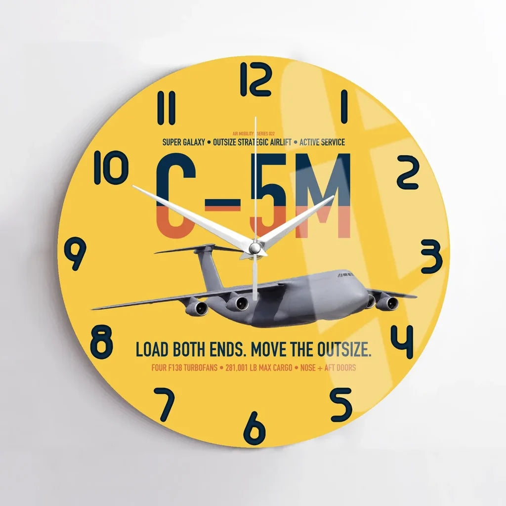 C-5M Super Galaxy design on yellow no frame wall clock
