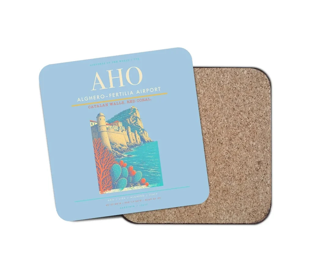 AlgheroFertilia Airport AHO Coaster 1-Piece - Light Blue