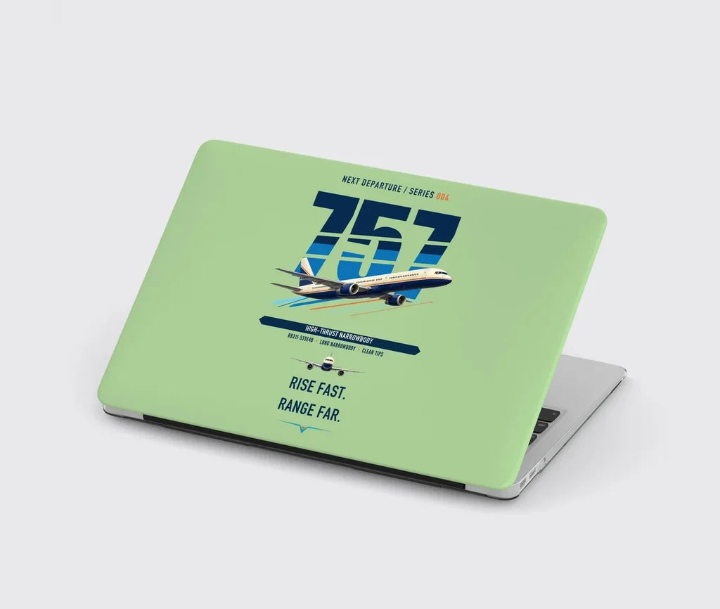 Boeing 757-200 design on light green MacBook case
