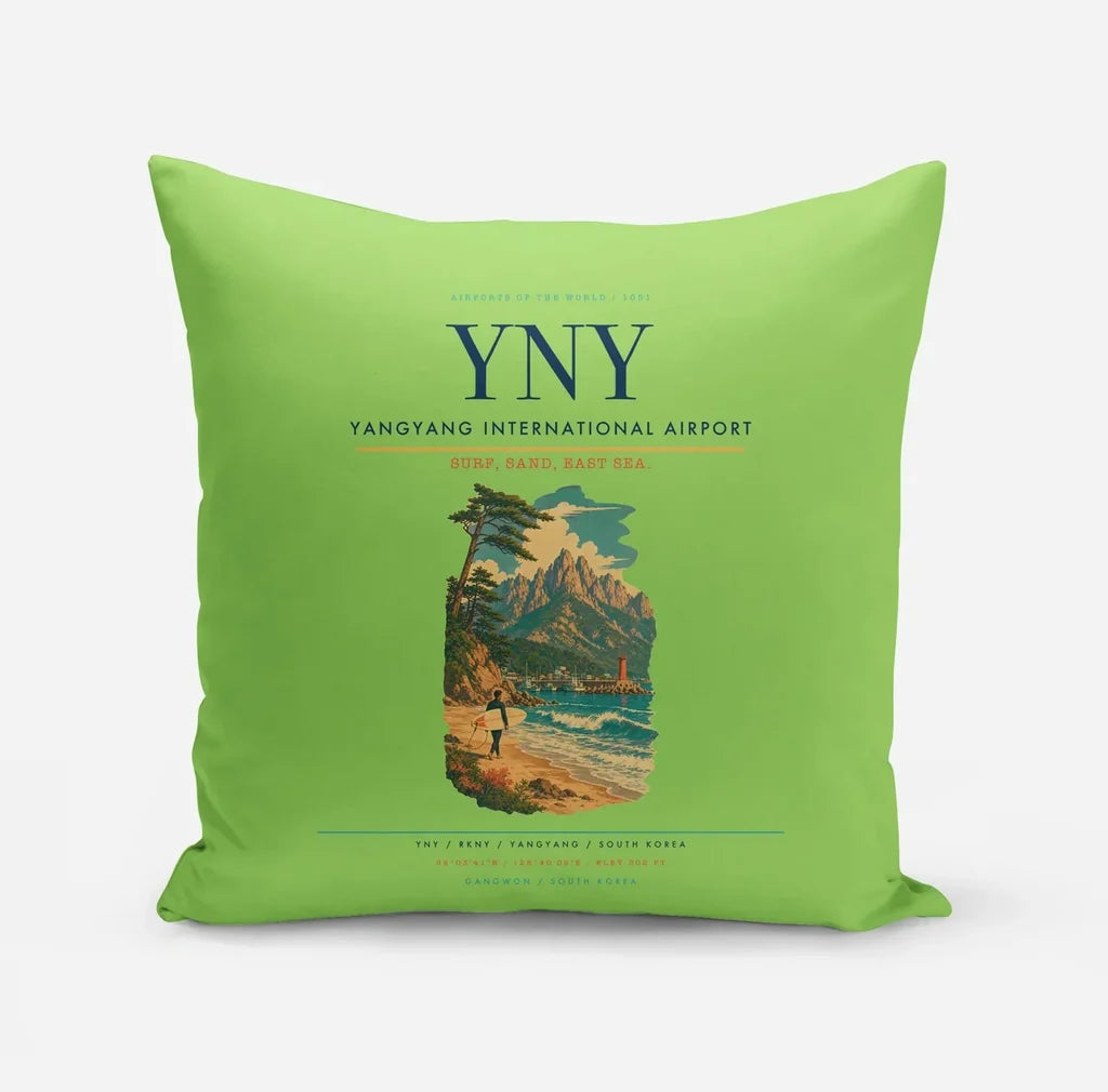 Yangyang International Airport (YNY) design on light green pillow
