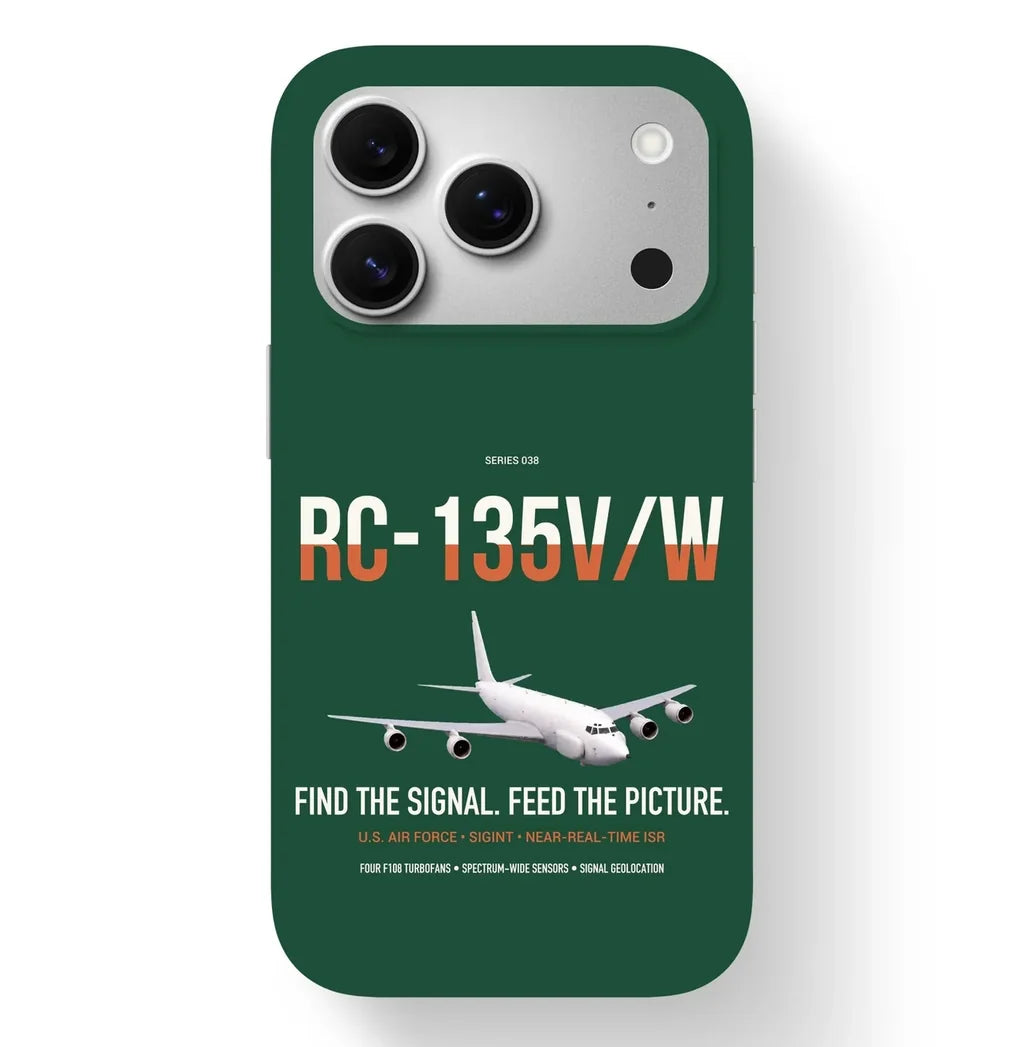 RC-135V W Rivet Joint design on dark green magsafe iphone case, for iPhone 17 Pro