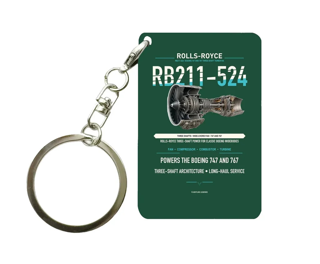 RB211-524 Key Chain design on dark green key chain