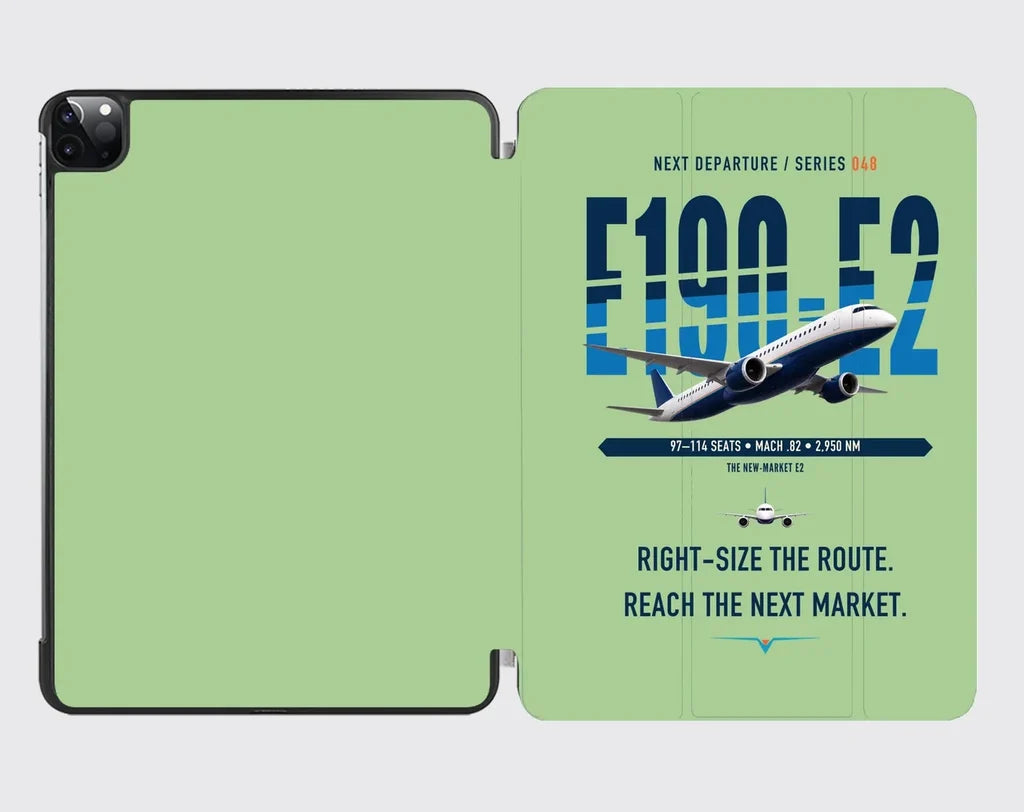 Embraer E190-E2 design on light green ipad tablet case