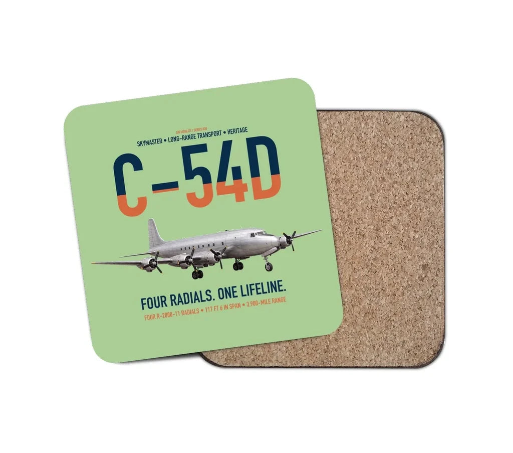 C-54D Skymaster design on light green 1 piece coaster