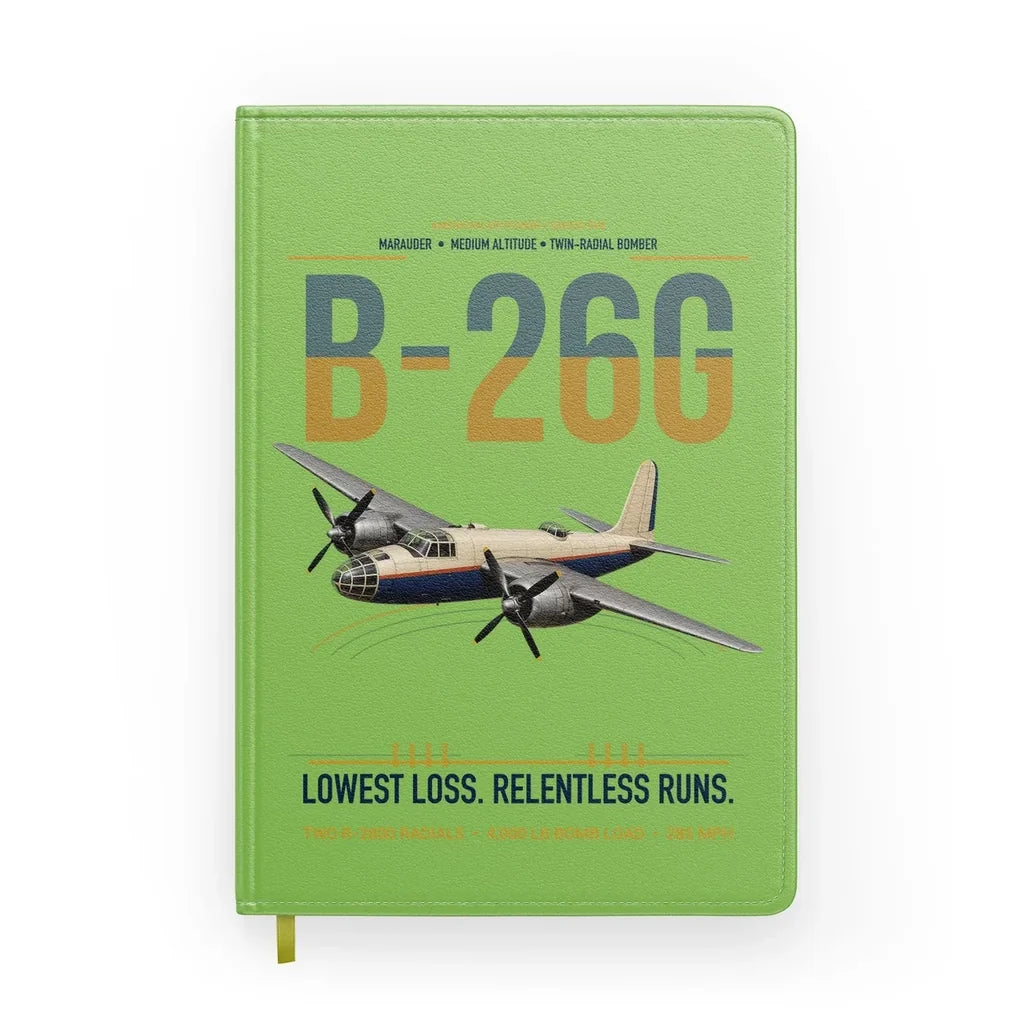 B-26G Marauder design on light green notebook