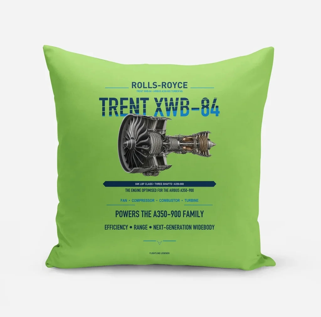 TRENT XWB-84 design on light green pillow
