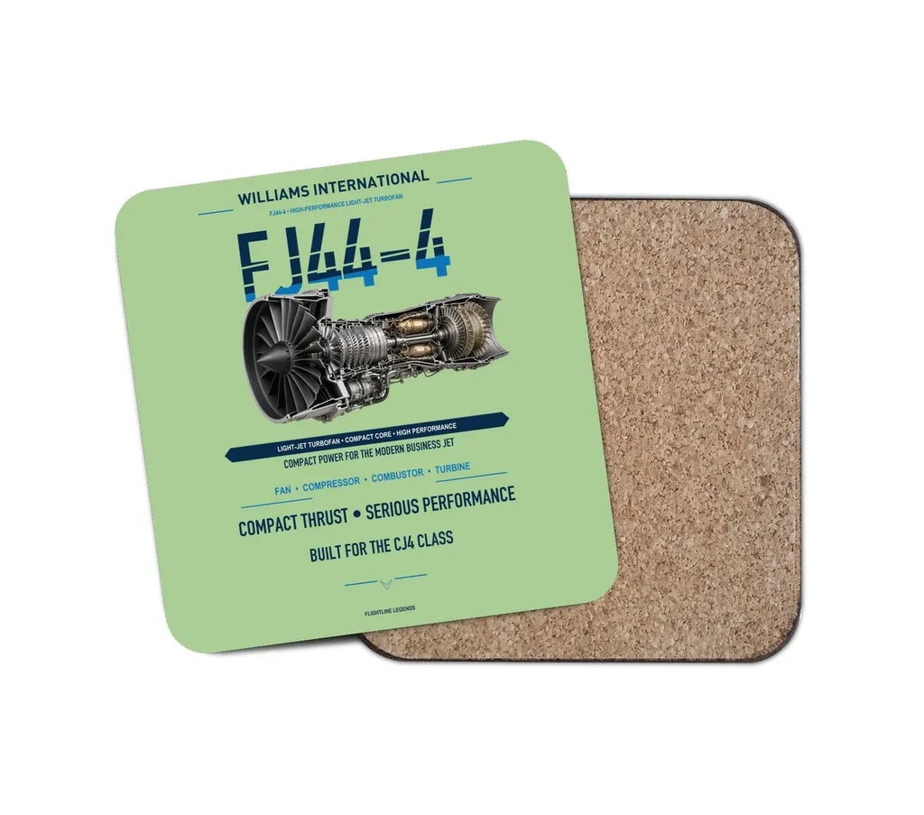 FJ44-4 design on light green 1 piece coaster