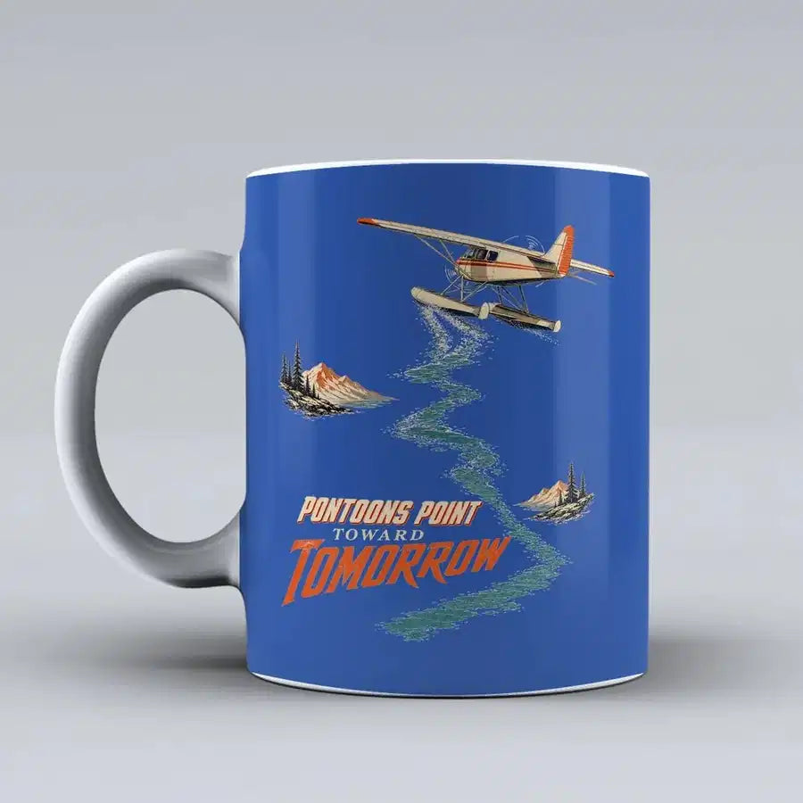 586 - Pontoons Point Toward Tomorrow - Mug design on blue signal