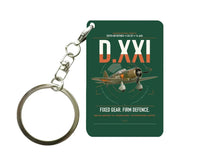 Thumbnail for Fokker D.XXI — Dutch LVA aircraft 221 design on dark green designed key chain, double-side print