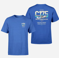 Thumbnail for Cessna 175 Skylark design on blue t-shirt, double-side print