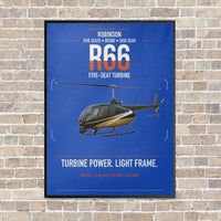 Thumbnail for Robinson R66 vertical canvas print - framed - blue background