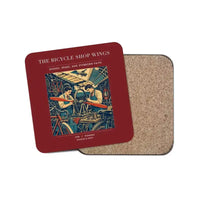 Thumbnail for The Bicycle Shop Wings - Designed Coasters design on dark red 1-piece