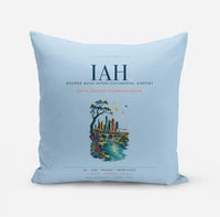 Thumbnail for Houston George Bush Intercontinental Airport (IAH) design on light blue pillow