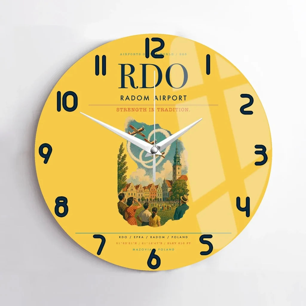 Radom Airport (RDO) design on yellow no frame wall clock